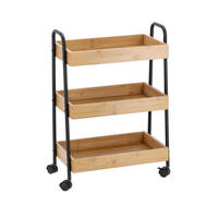 ALLZWECKWAGEN Bambus Naturfarben, Schwarz  - Schwarz/Naturfarben, Basics, Holz/Metall (50/28/70cm) - Zeller Present
