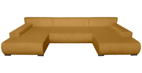 WOHNLANDSCHAFT  in Cord Currygelb  - Currygelb/Schwarz, KONVENTIONELL, Textil/Metall (191/351/191cm) - Carryhome