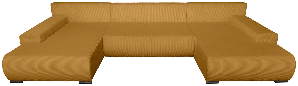 WOHNLANDSCHAFT Currygelb Cord  - Currygelb/Schwarz, KONVENTIONELL, Textil/Metall (191/351/191cm) - Carryhome