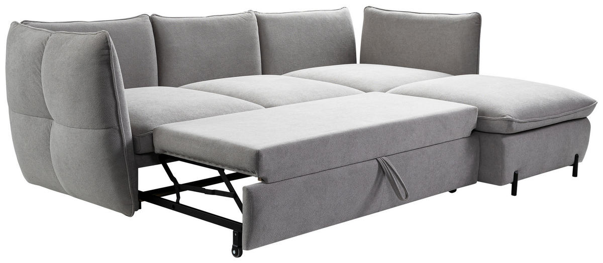 ECKSOFA in Grau  - Schwarz/Grau, Modern, Textil/Metall (262/178cm) - MID.YOU