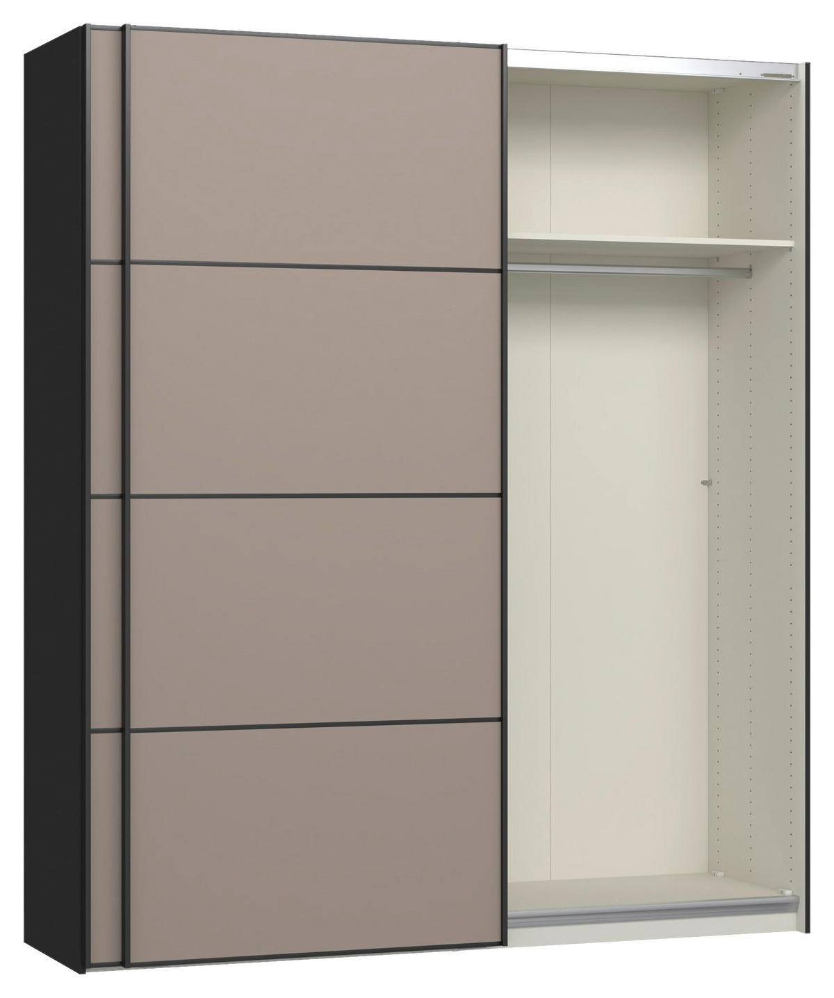SCHWEBETÜRENSCHRANK 203/236/65 cm 2-türig Hellbraun, Schwarz  - Hellbraun/Schwarz, Design, Holzwerkstoff/Metall (203/236/65cm) - Jutzler