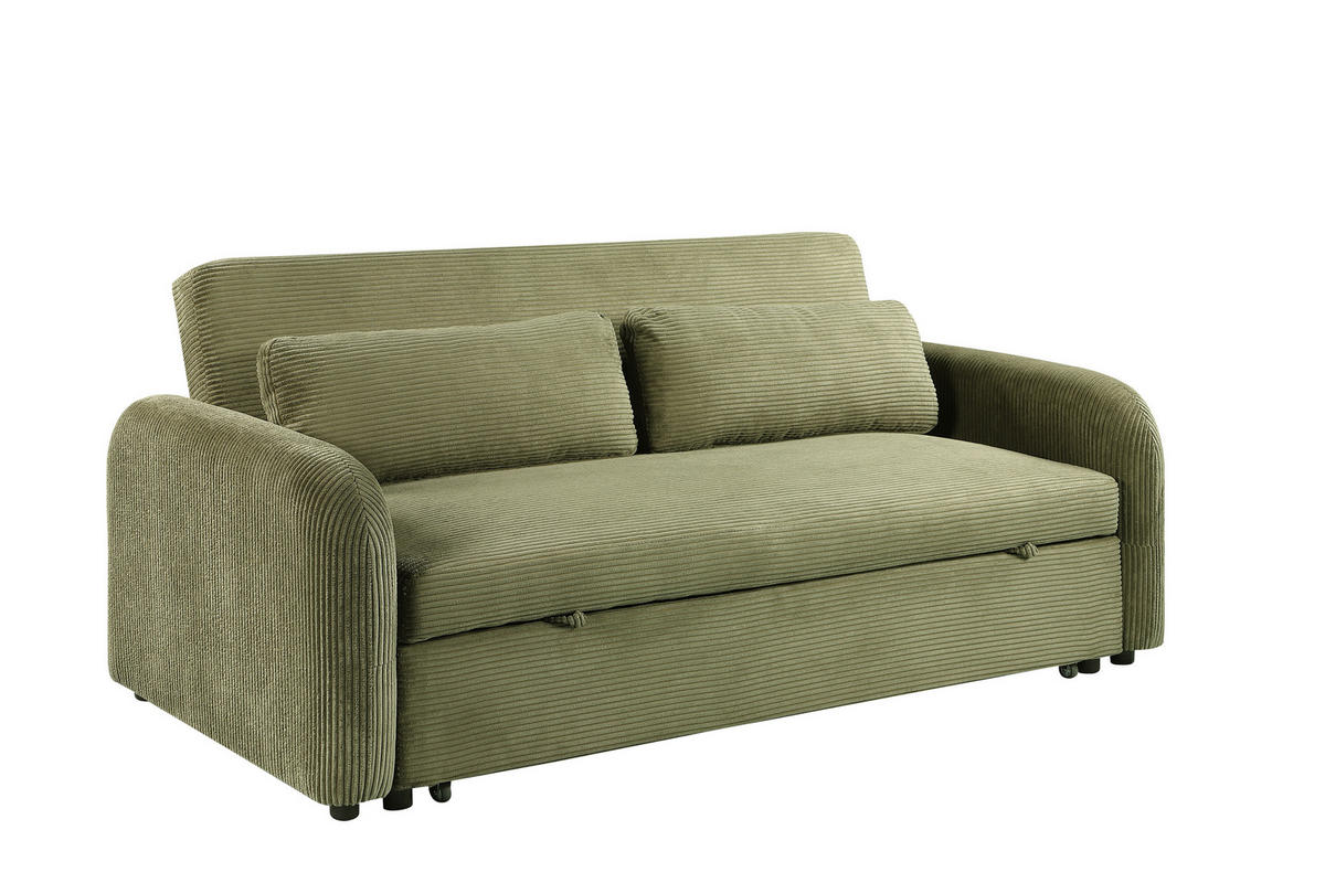 SCHLAFSOFA Cord Grün  - Schwarz/Grün, Design, Kunststoff/Textil (193/86/90cm) - MID.YOU