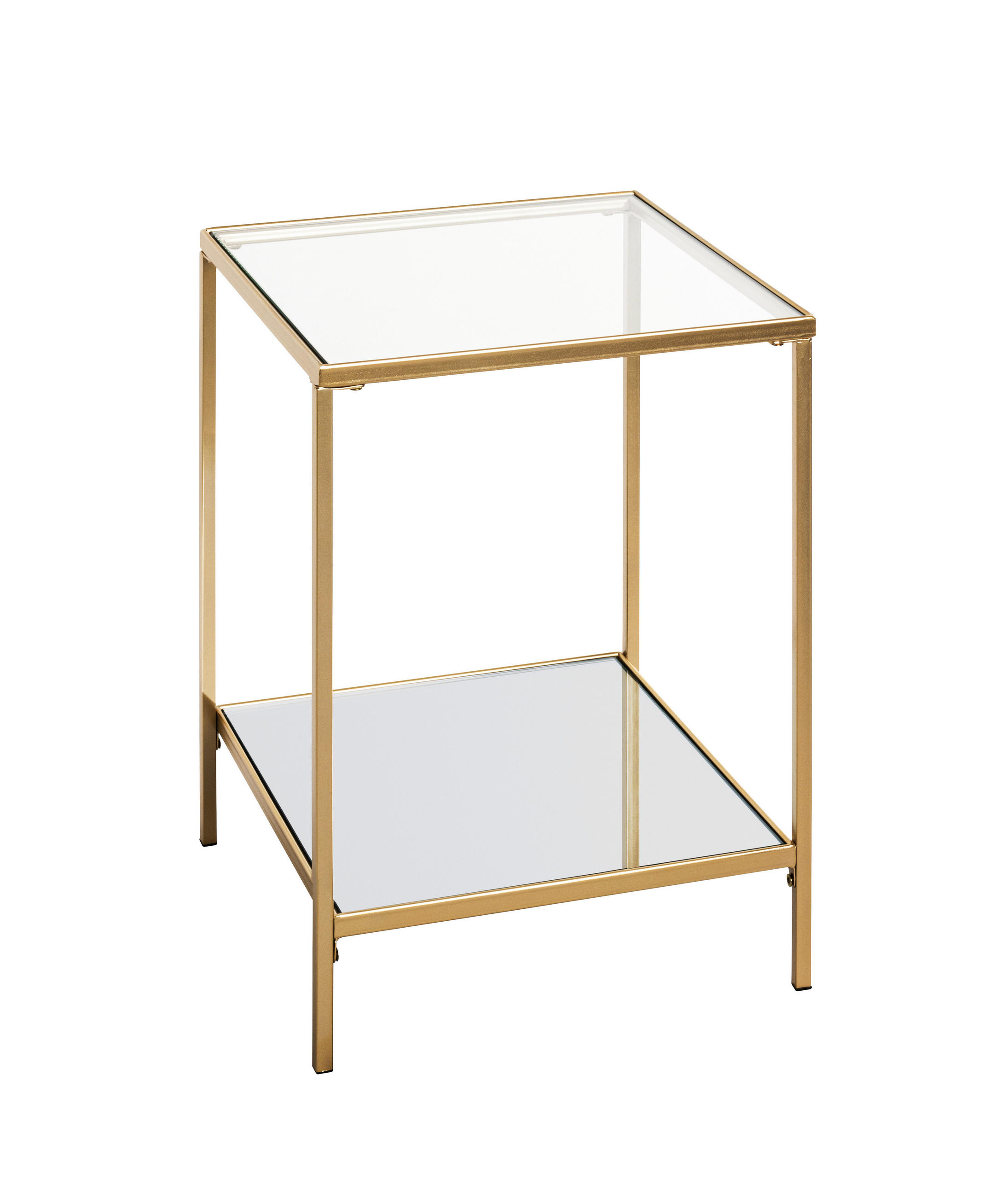 COUCHTISCH in Metall, Glas 39/39/55 cm  - Klar/Goldfarben, MODERN, Glas/Metall (39/39/55cm)