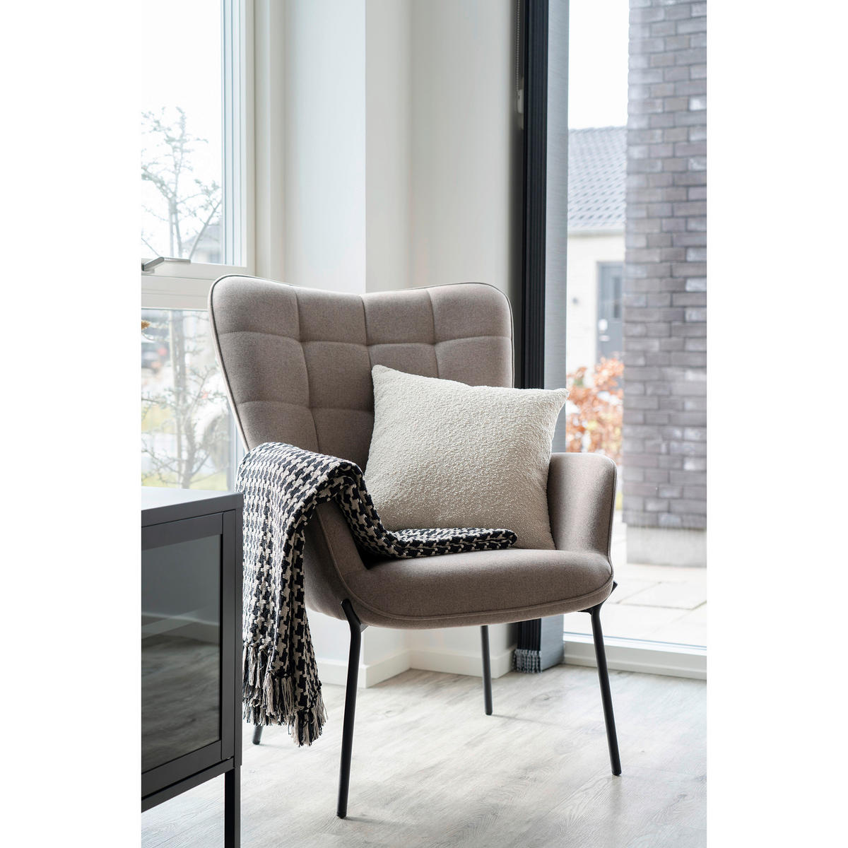 PLÄD Side Plaid 130/180 cm  - beige/svart, Basics, textil (130/180cm)