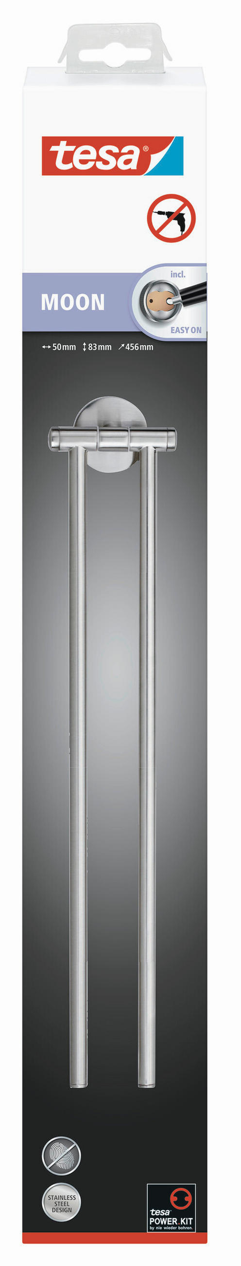 HANDTUCHHALTER Edelstahlfarben  - Edelstahlfarben, Basics, Metall (45/8/5cm) - Tesa