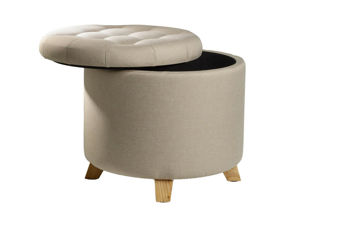 HOCKER in Textil Creme  - Creme, Design, Holz/Textil (45/41/45cm) - Echtwerk