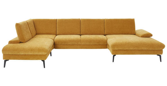 WOHNLANDSCHAFT in Webstoff Currygelb - Currygelb/Schwarz, Design, Textil/Metall (208/354/157cm) - Dieter Knoll