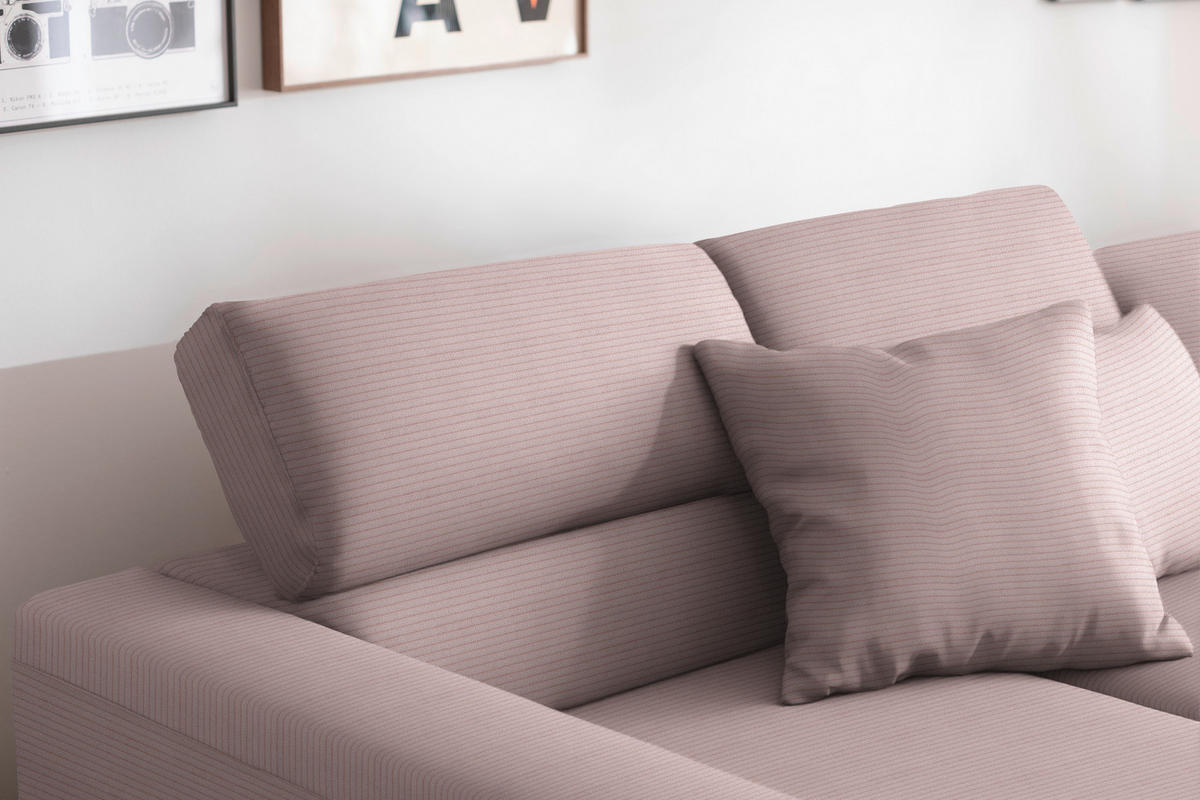 ECKSOFA Cord Rosa  - Schwarz/Rosa, Design, Textil/Metall (215-217/293cm) - Schöner Wohnen
