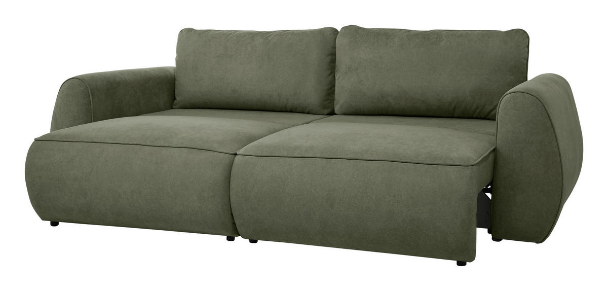 SCHLAFSOFA Chenille Grün  - Schwarz/Grün, Konventionell, Kunststoff/Textil (257/96/110cm) - Milino