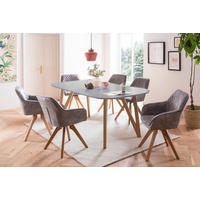 TISCHGRUPPE Grau  - Naturfarben/Grau, MODERN, Holz/Textil (180/90/76cm) - Livetastic