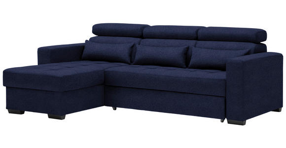 ECKSOFA in Webstoff Dunkelblau  - Schwarz/Dunkelblau, Design, Kunststoff/Textil (179/240cm) - Carryhome