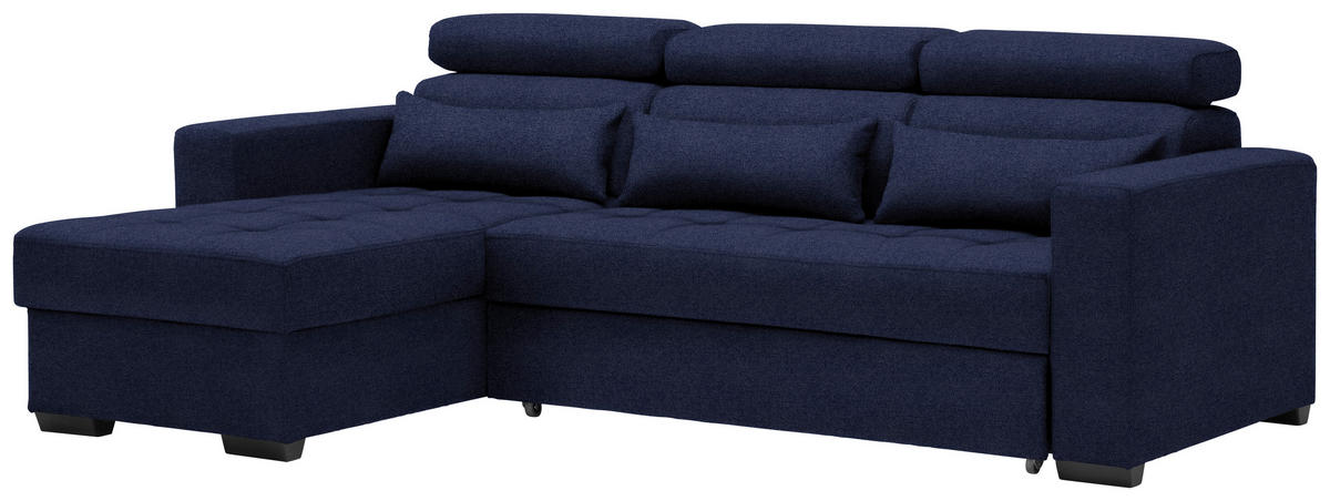 SAROKKANAPÉ textil sötétkék  - sötétkék/fekete, Design, műanyag/textil (179/240cm) - Carryhome