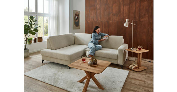 ECKSOFA Beige Chenille  - Beige/Schwarz, Design, Textil/Metall (182/239cm) - Valnatura