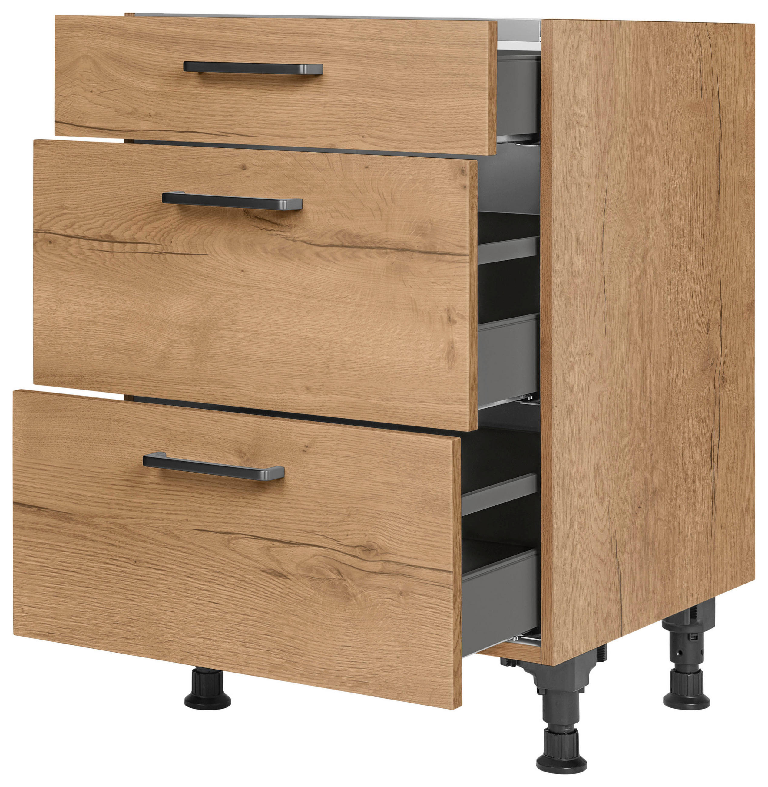 KOCHFELDUMBAUSCHRANK 60/87/56 cm  in Eichefarben  - Eichefarben/Schwarz, MODERN, Holzwerkstoff/Metall (60/87/56cm) - Nobilia