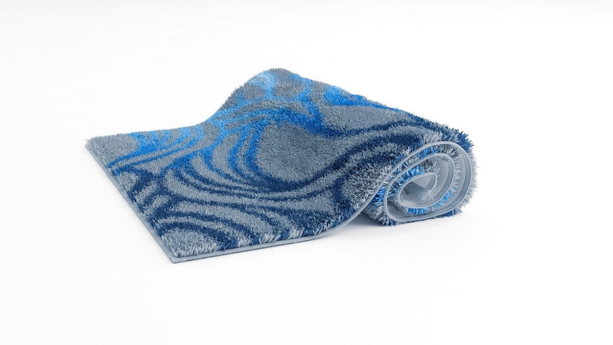 BADEMATTE Blau 60/100 cm  - Blau, Design, Kunststoff/Textil (60/100cm) - Grund