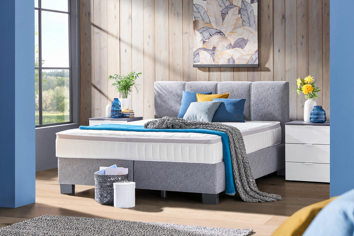 POSTEL BOXSPRING, 120/200 cm, platinová - černá/platinová, Design, textil/plast (120/200cm) - Hom`in