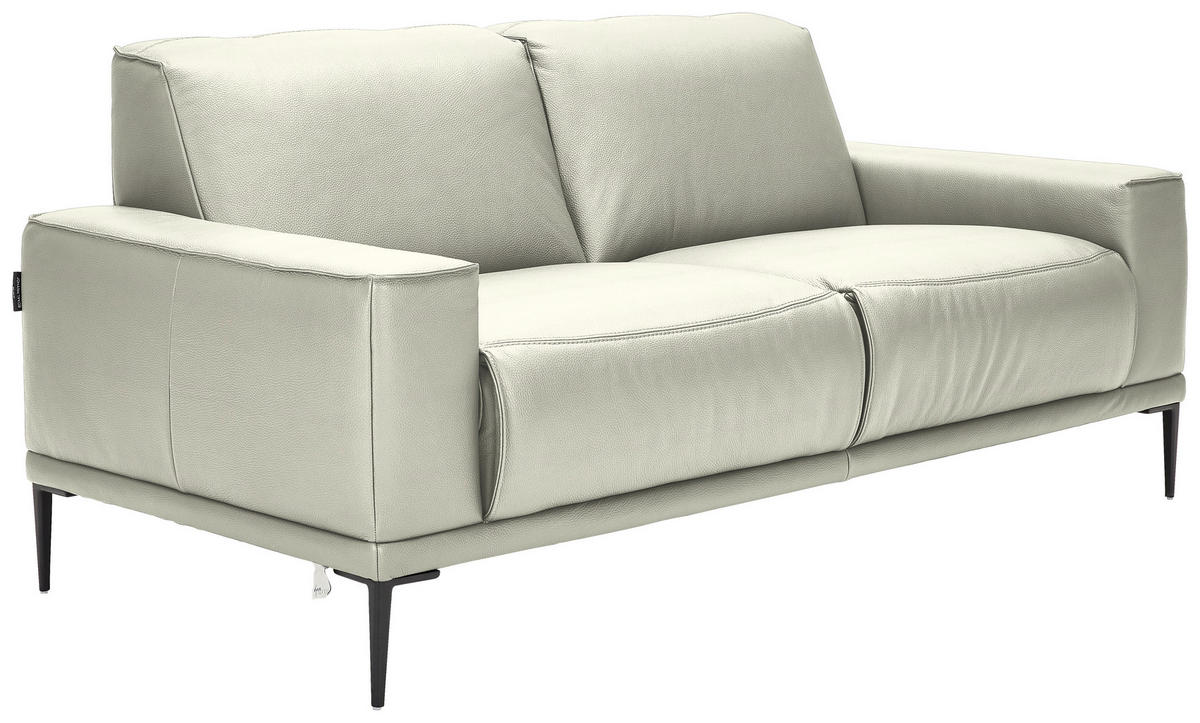 2-SITZER-SOFA in Echtleder Weiss  - Weiss/Schwarz, Design, Leder/Metall (180/82/92cm) - Johann Jakob