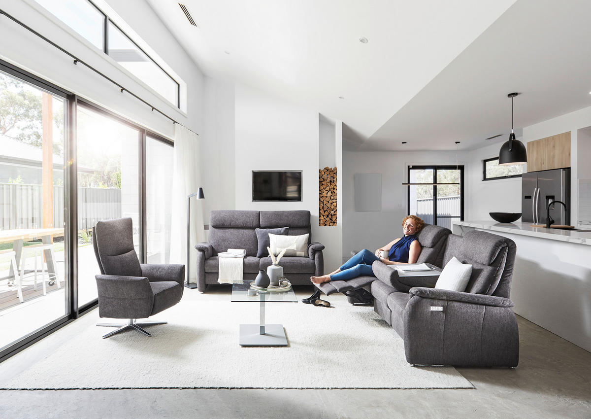 TRAPEZSOFA Flachgewebe Anthrazit  - Anthrazit, KONVENTIONELL, Textil (222/107/102cm) - Pure Home Comfort