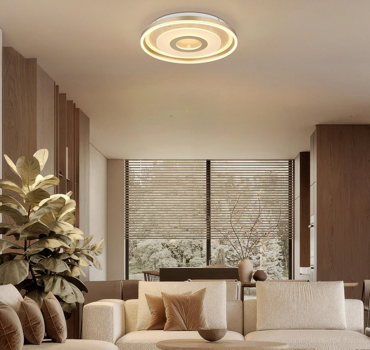 Plafonieră Cu Led  50/7 cm    - opal/șampanie, Basics, plastic/sticlă (50/7cm)