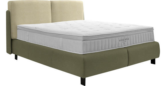BOXSPRINGBETT 180/200 cm  in Creme, Olivgrün  - Creme/Schwarz, Design, Textil/Metall (180/200cm) - Johann Jakob