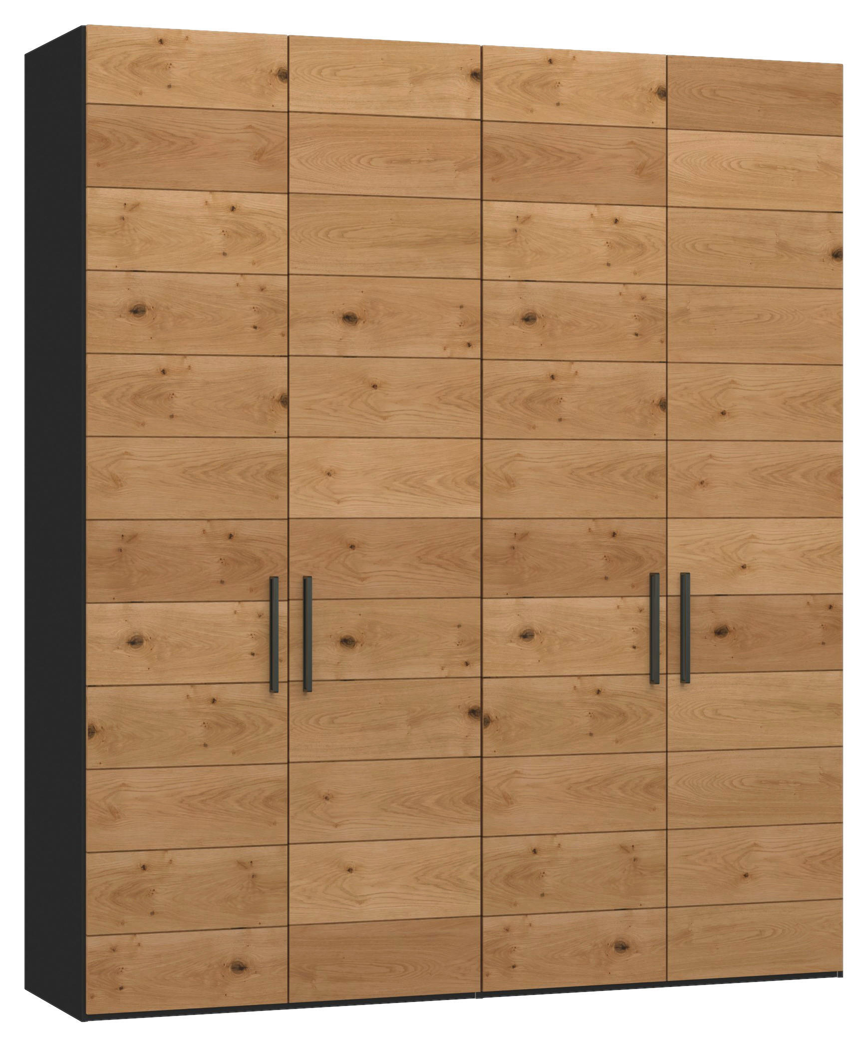 DREHTÜRENSCHRANK 203/220/59 cm,  in Schwarz, Wildeiche, 4-türig  - Wildeiche/Titanfarben, Design, Holz/Holzwerkstoff (203/220/59cm) - Jutzler
