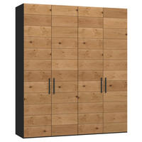 DREHTÜRENSCHRANK 203/220/59 cm,  in Schwarz, Wildeiche, 4-türig  - Wildeiche/Titanfarben, Design, Holz/Holzwerkstoff (203/220/59cm) - Jutzler