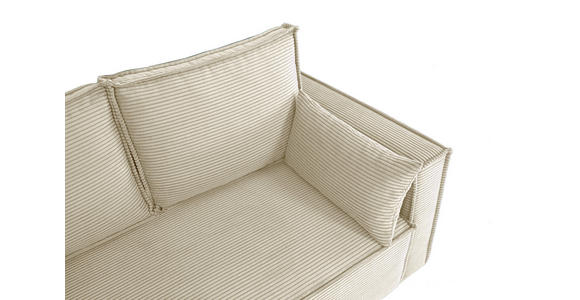 SCHLAFSOFA  mit Rücken echt, Armteil links, Armteil rechts Cord Creme  - Creme/Schwarz, Design, Textil (232/85/92cm) - Xora