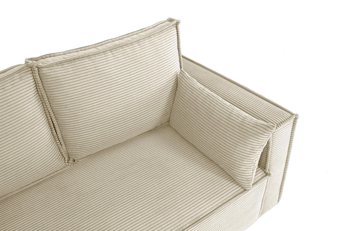 SCHLAFSOFA  mit Rücken echt, Armteil links, Armteil rechts Cord Creme  - Creme/Schwarz, Design, Textil (232/85/92cm) - Xora