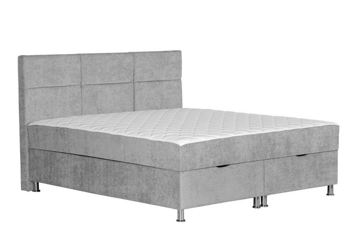 POSTELJA Z VZMETNICO 160 cm   x 200 cm  , les, tekstil, leseni material svetlo siva  - barve kroma/svetlo siva, Moderno, leseni material/tekstil (160/200cm) - Ti'me