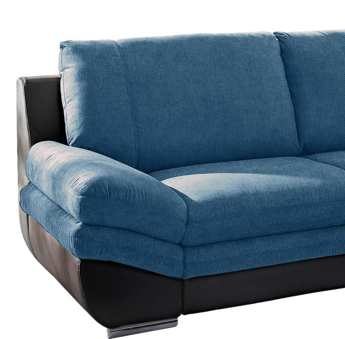 WOHNLANDSCHAFT in Blau, Schwarz  - Chromfarben/Blau, Modern, Textil/Metall (264/221cm) - MID.YOU