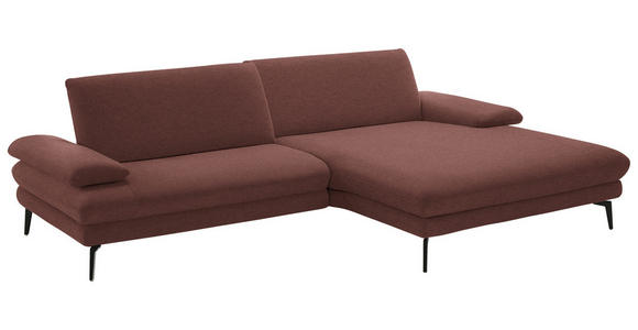 ECKSOFA  in Chenille, Flachgewebe Weinrot  284/180 cm  - Weinrot/Schwarz, Design, Textil/Metall (284/180cm) - Dieter Knoll