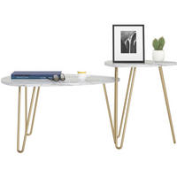 BEISTELLTISCH 82/82/57 cm Weiß oval  - Goldfarben/Weiß, Design, Holzwerkstoff/Kunststoff (82/82/57cm) - MID.YOU