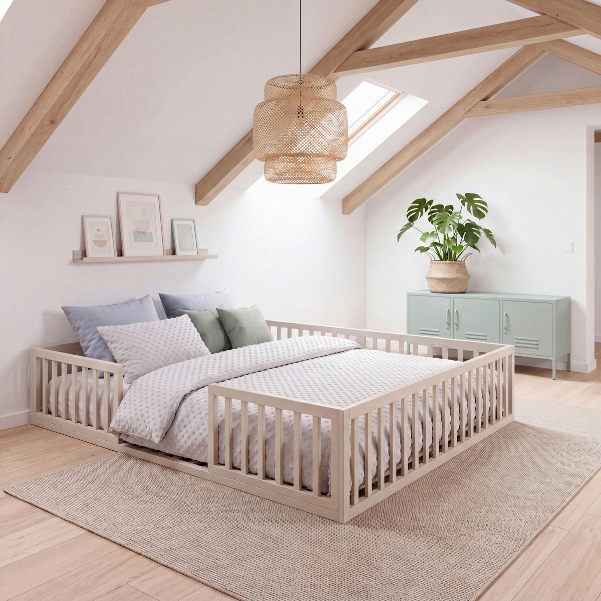 BODENBETT 140/200 cm  in Kaschmir  - Hellbraun/Kaschmir, Basics, Holzwerkstoff (140/200cm) - Roba