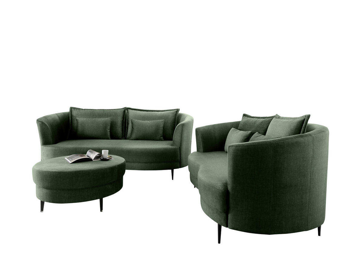 2-SITZER-SOFA Velours Dunkelgrün  - Dunkelgrün/Schwarz, MODERN, Textil/Metall (179/85/101cm) - Livetastic