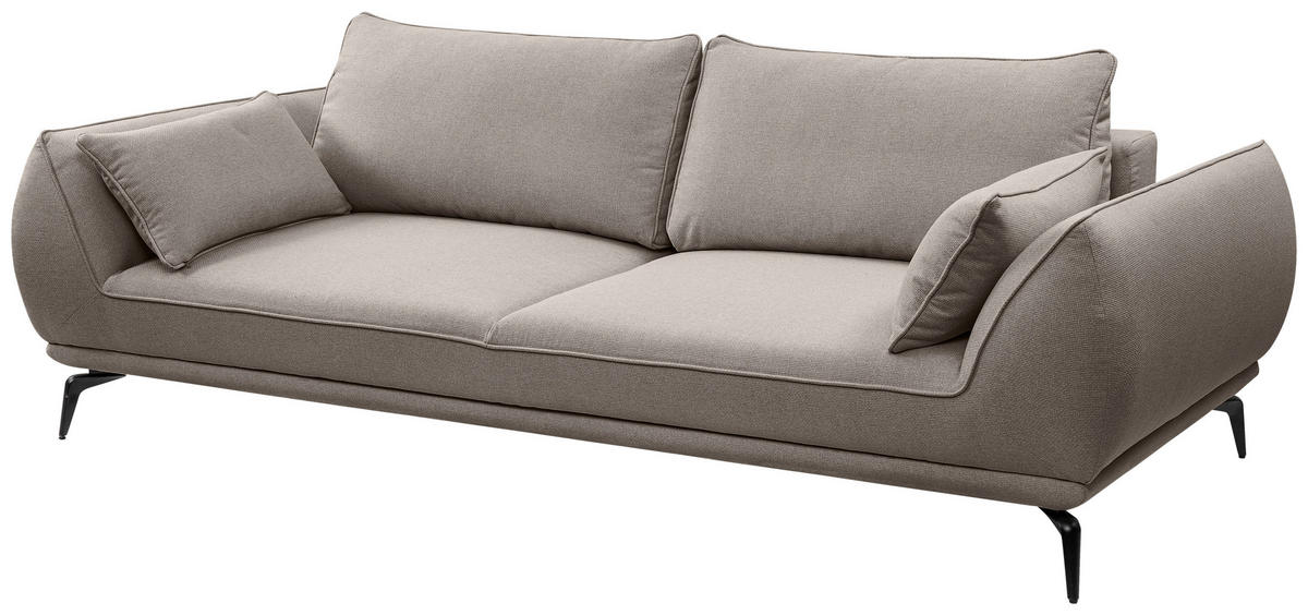 3-SITZER-SOFA in Webstoff Hellbraun  - Hellbraun/Creme, Modern, Textil/Metall (249/86/118cm) - MID.YOU