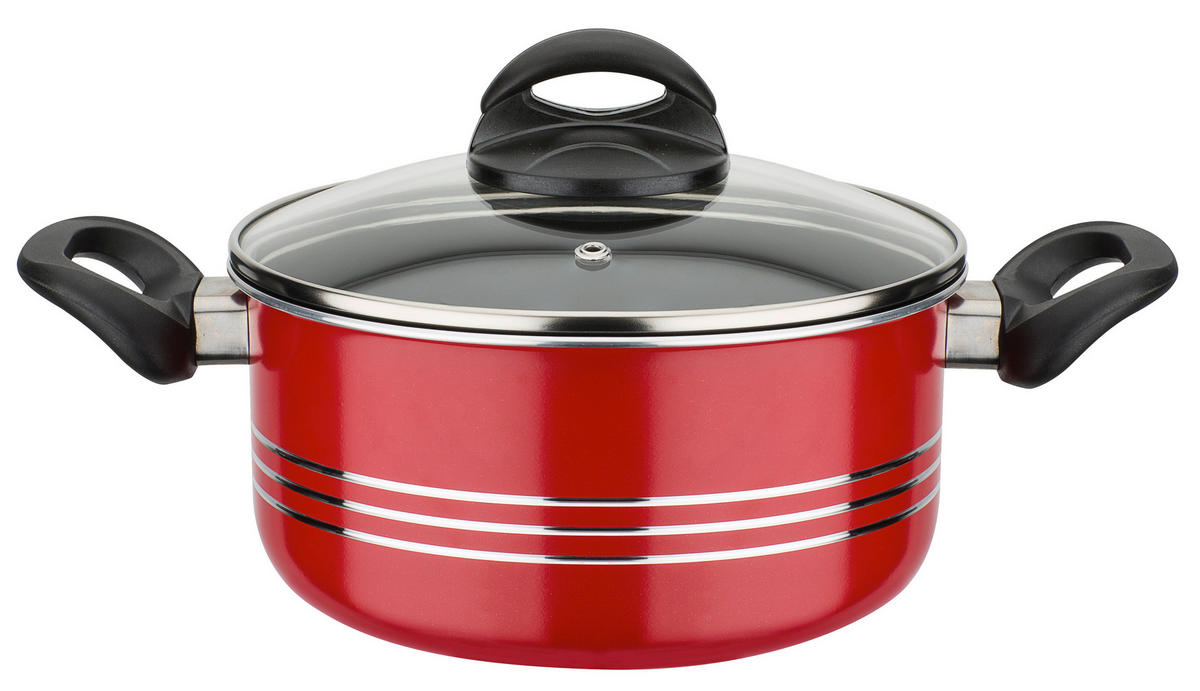 KOCHTOPFSET MILANO color 4-teilig  - Rot, Basics, Metall - GSW