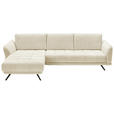 ECKSOFA in Chenille Naturfarben  178/285 cm  - Schwarz/Naturfarben, KONVENTIONELL, Textil/Metall (178/285cm) - Carryhome