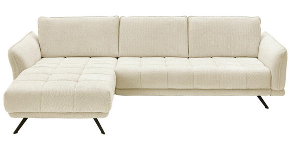 ECKSOFA in Chenille Naturfarben  178/285 cm  - Schwarz/Naturfarben, KONVENTIONELL, Textil/Metall (178/285cm) - Carryhome