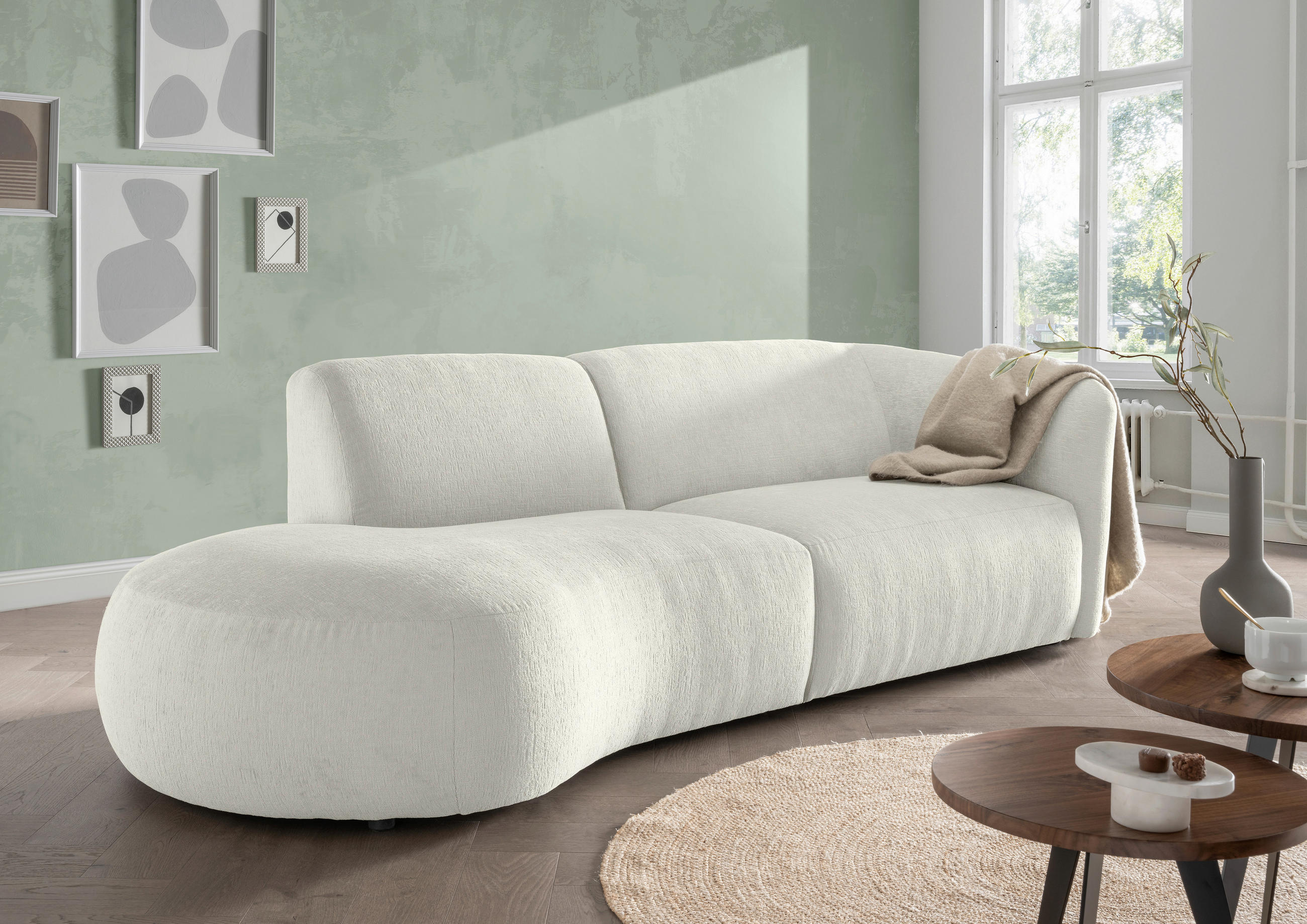 ECKSOFA in Mikrofaser Weiss  - Weiss/Schwarz, Modern, Kunststoff/Textil (107/238cm) - Livetastic