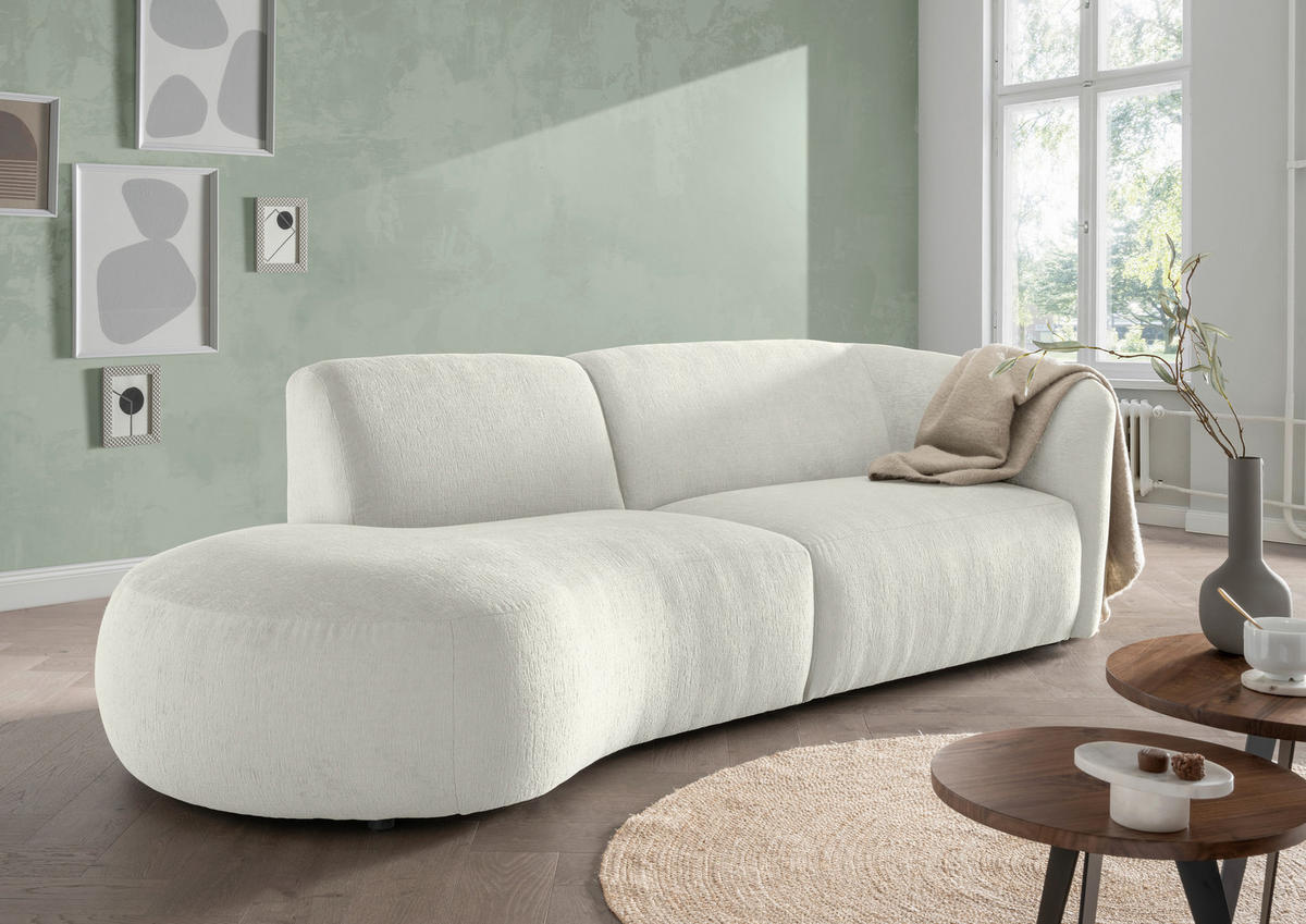 ECKSOFA in Mikrofaser Weiss  - Weiss/Schwarz, Modern, Kunststoff/Textil (107/238cm) - Livetastic