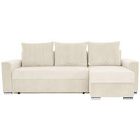 ECKSOFA in Cord, Mikrofaser Creme  - Chromfarben/Creme, Design, Kunststoff/Textil (239/141cm) - Livetastic