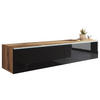 LOWBOARD Vera  in 140/30/33 cm  - Schwarz Hochglanz/Eiche Wotan, LIFESTYLE, Holzwerkstoff/Kunststoff (140/30/33cm) - P & B