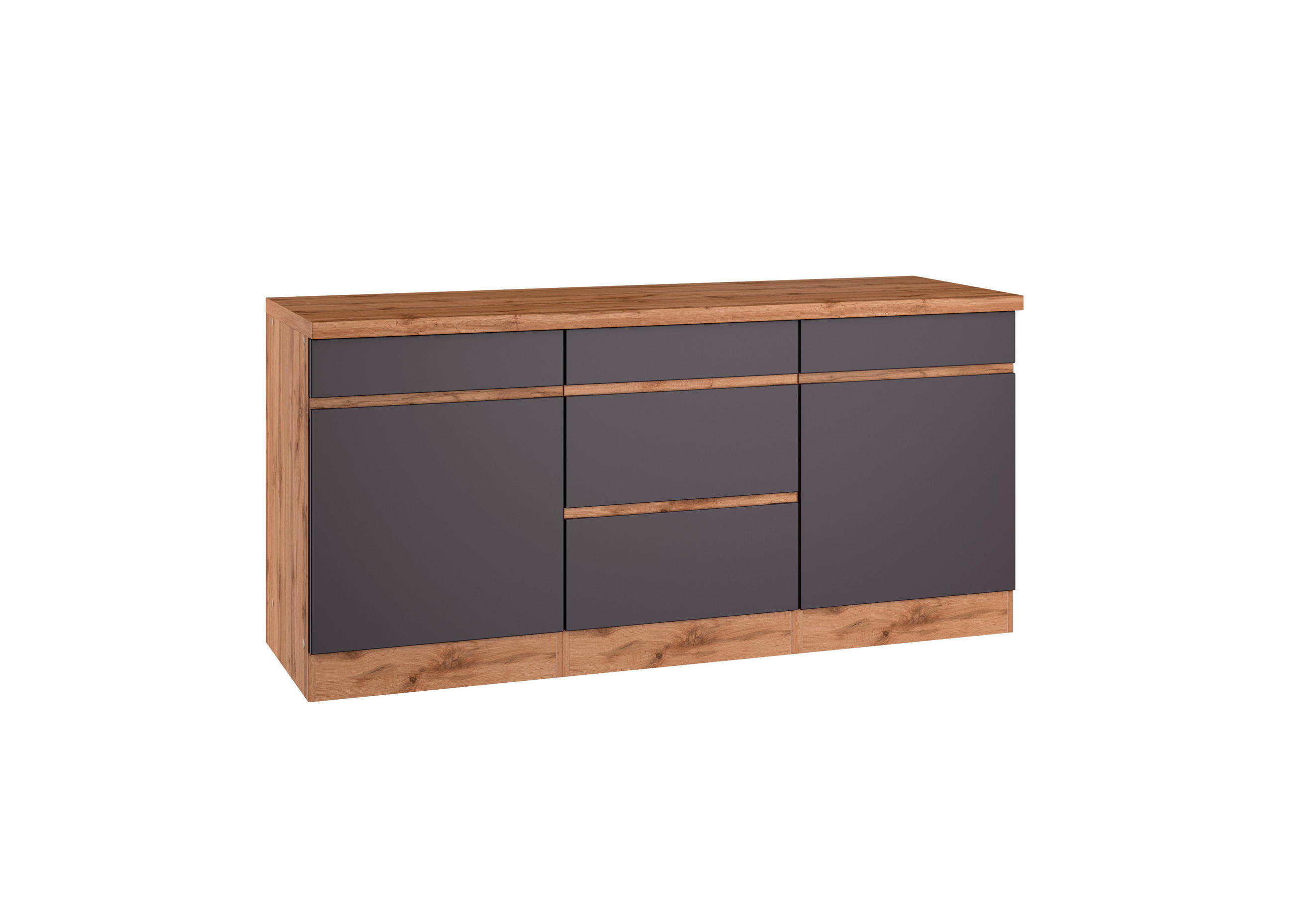 KÜCHENUNTERSCHRANK 180/86/60 cm  in Grau, Eiche Wotan  - Eiche Wotan/Grau, Design, Holzwerkstoff (180/86/60cm) - Held