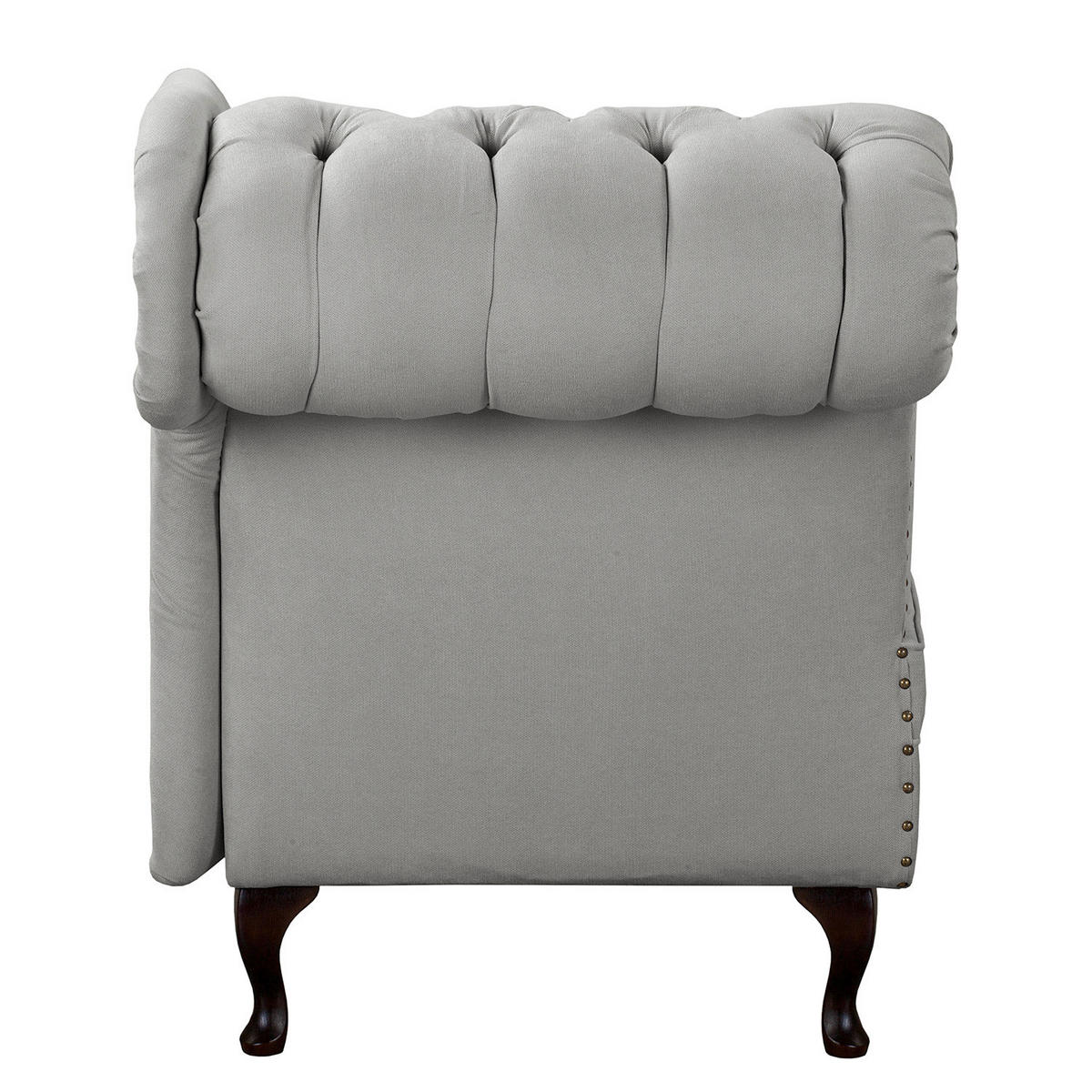 RÉCAMIERE Mikrofaser Grau  - Braun/Grau, Design, Holz/Textil (185/93/75cm) - Livetastic