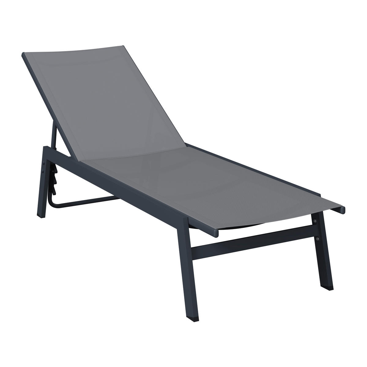GARTENLIEGE 59/95/160 cm  - Anthrazit, MODERN, Textil/Metall (59/95/160cm) - Ambia Garden