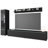 WOHNWAND Vera 3-teilig  in Graphitfarben  210/130/33 cm  - Schwarz/Graphitfarben, Basics, Glas/Holzwerkstoff (210/130/33cm) - P & B