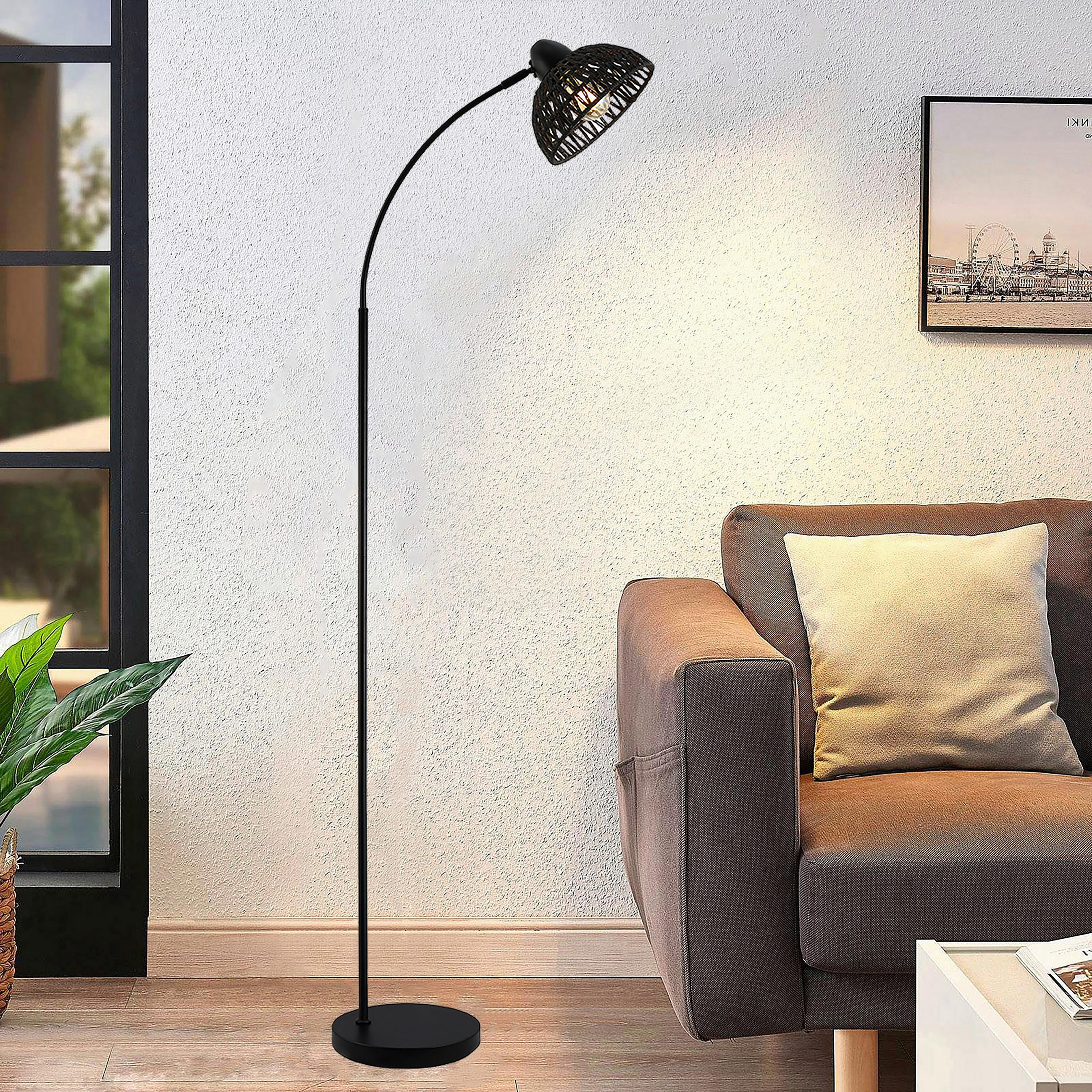 STEHLEUCHTE 55/24/155 cm    - Schwarz, Trend, Papier/Metall (55/24/155cm) - Novel