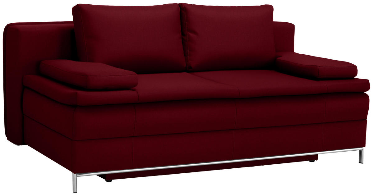 ZOFA BOXSPRING,  temno rdeča tekstil  - barve kroma/temno rdeča, Design, kovina/tekstil (200/93/107cm) - Novel