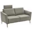 2-SITZER-SOFA  in Echtleder Hellgrau   - Eichefarben/Beige, Natur, Leder/Holz (182/86/87cm) - Valnatura