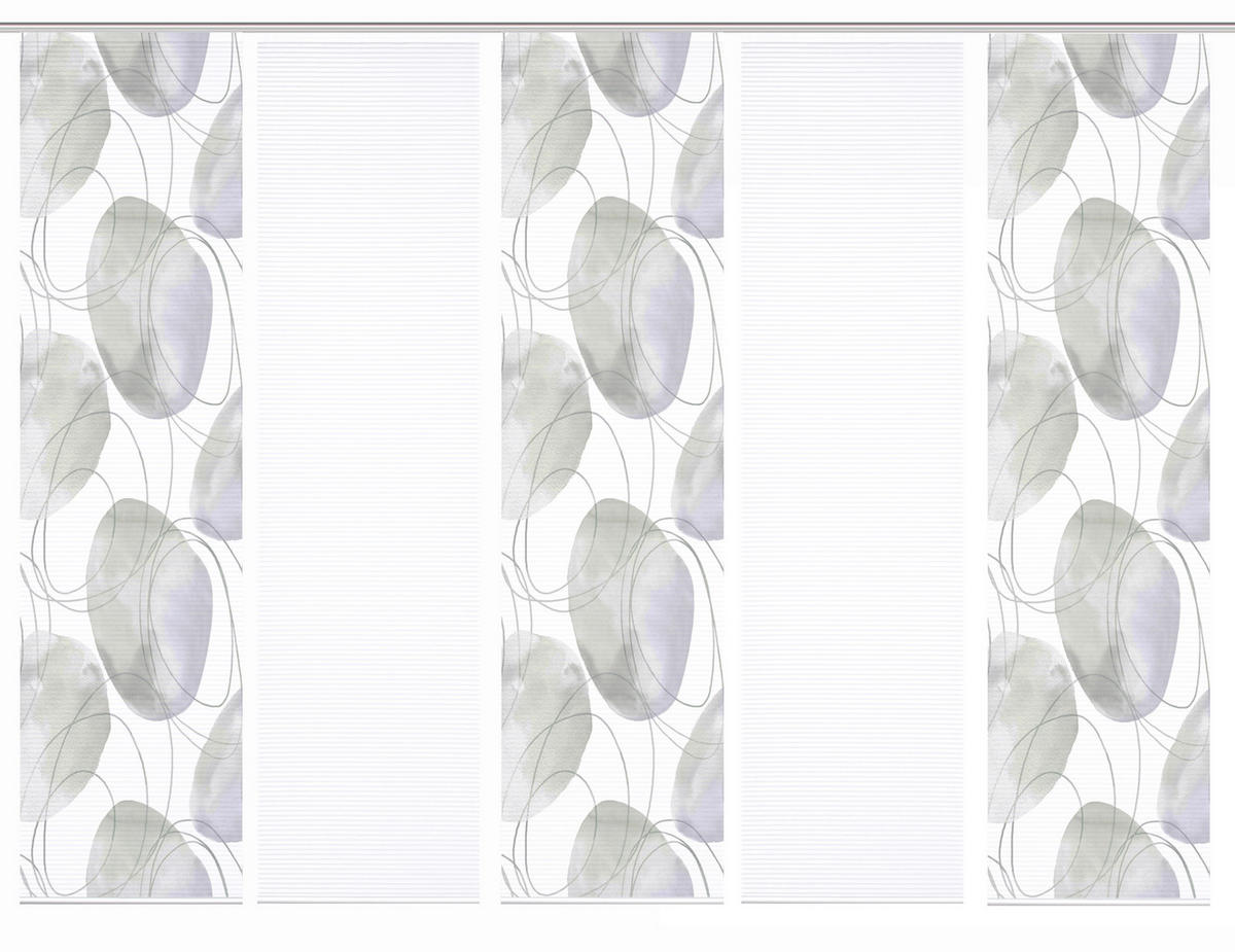FLÄCHENVORHANG  5 Stück  blickdicht    - Flieder/Weiß, Natur, Textil (60cm)